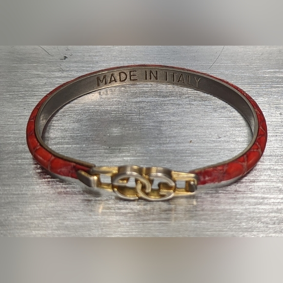 Gucci vintage 80's bangle bracelet with red snakeskin - Picture 1 of 3
